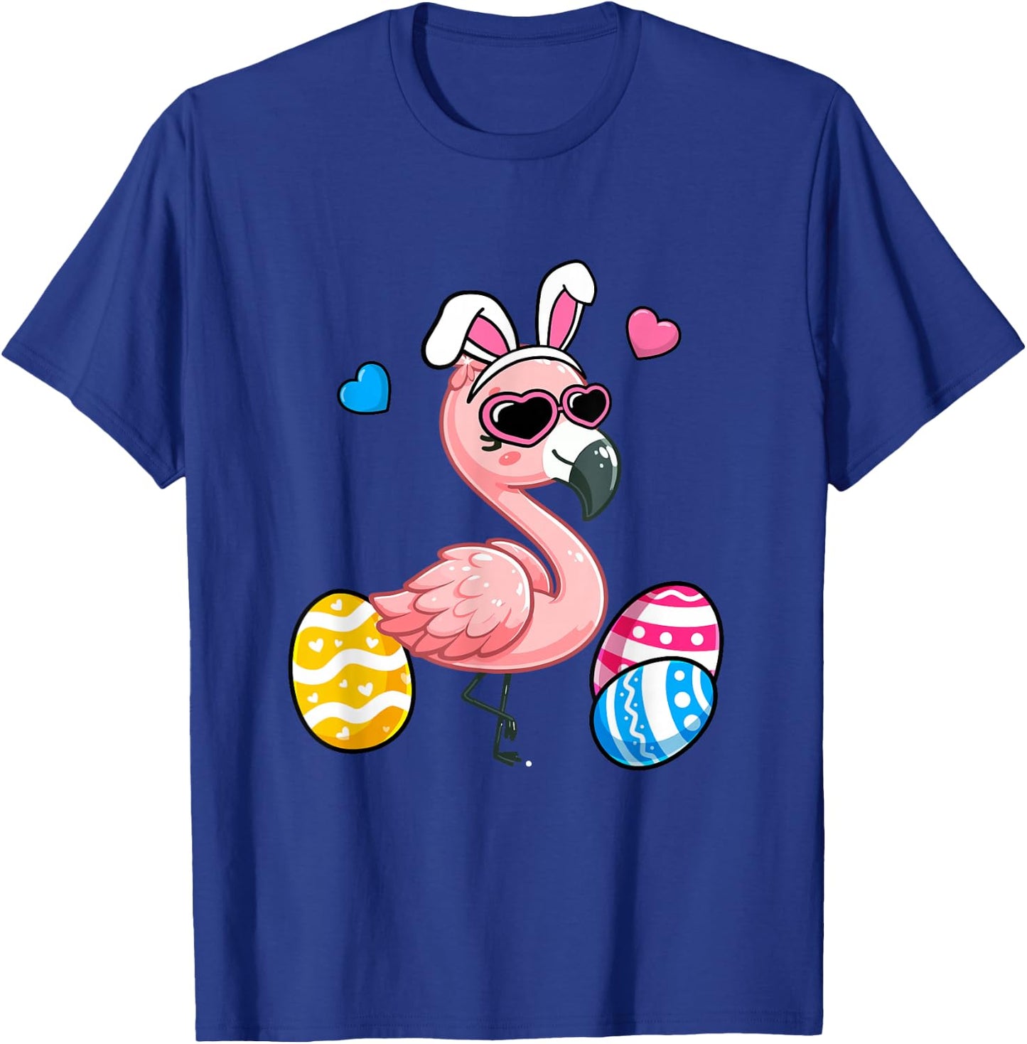 Cute Flamingo Bunny Ears Easter Day Boy Girl Kids T-Shirt - T-Shirt | Royal