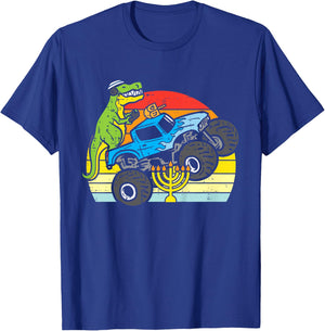 Kids Trex Dino Monster Truck Menorah Boys Hanukkah Toddler Kids T-Shirt - T-Shirt | Royal