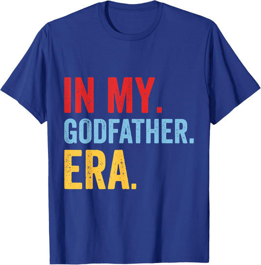 Godfather Godchild Godparent Brother Uncle In My Godfather Era -Adults Black Small Modern Lightweight Polyester 100% Short Sleeve T-Shirt - T-Shirt | Royal