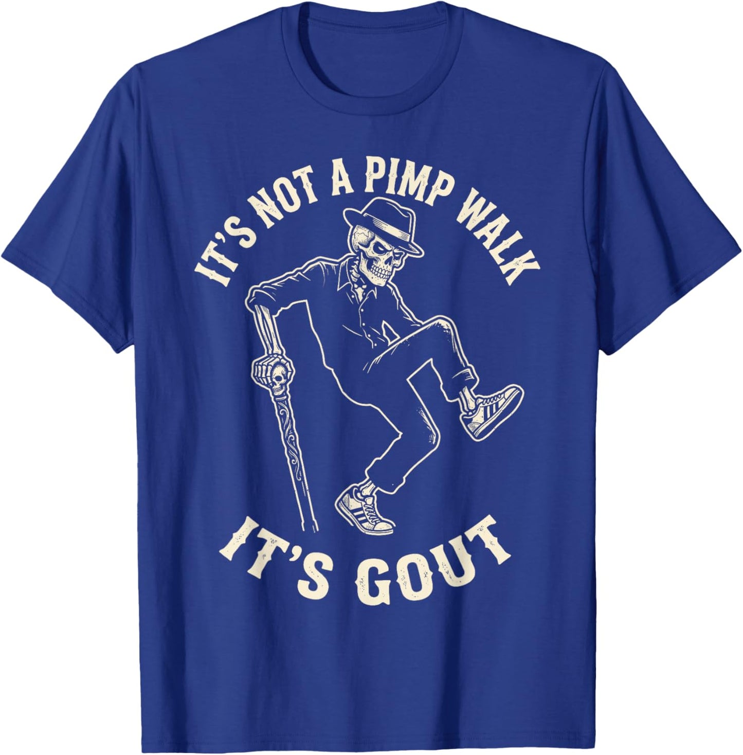 Funny Gout Skeleton Cane Streetwear Art T-Shirt - T-Shirt | Royal