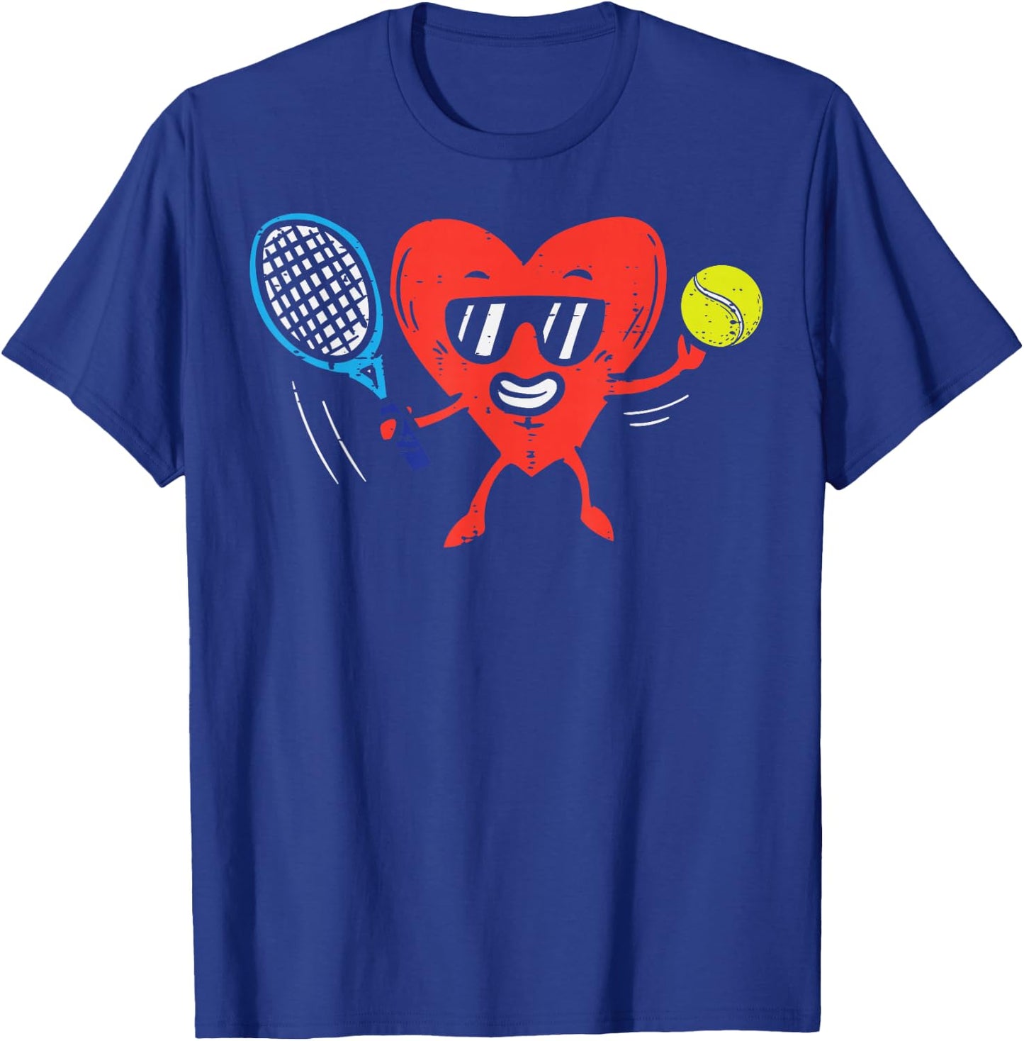 Heart Playing Tennis Cute Valentines Day Love Sports Player T-Shirt - T-Shirt | Royal