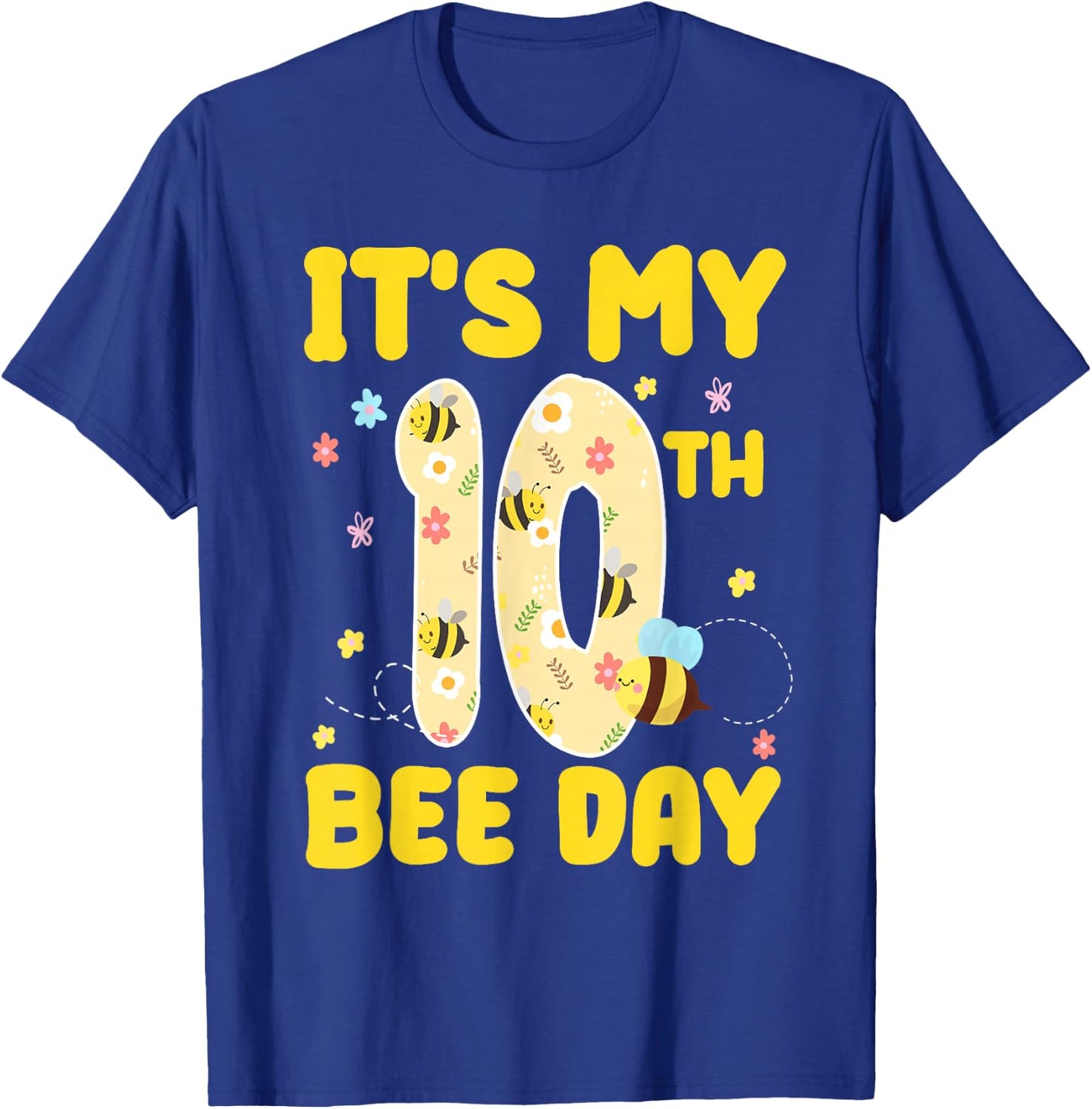 Kids It's My 10th Bee Day 10 Years Old Birthday Bee Party T-Shirt - T-Shirt | Royal
