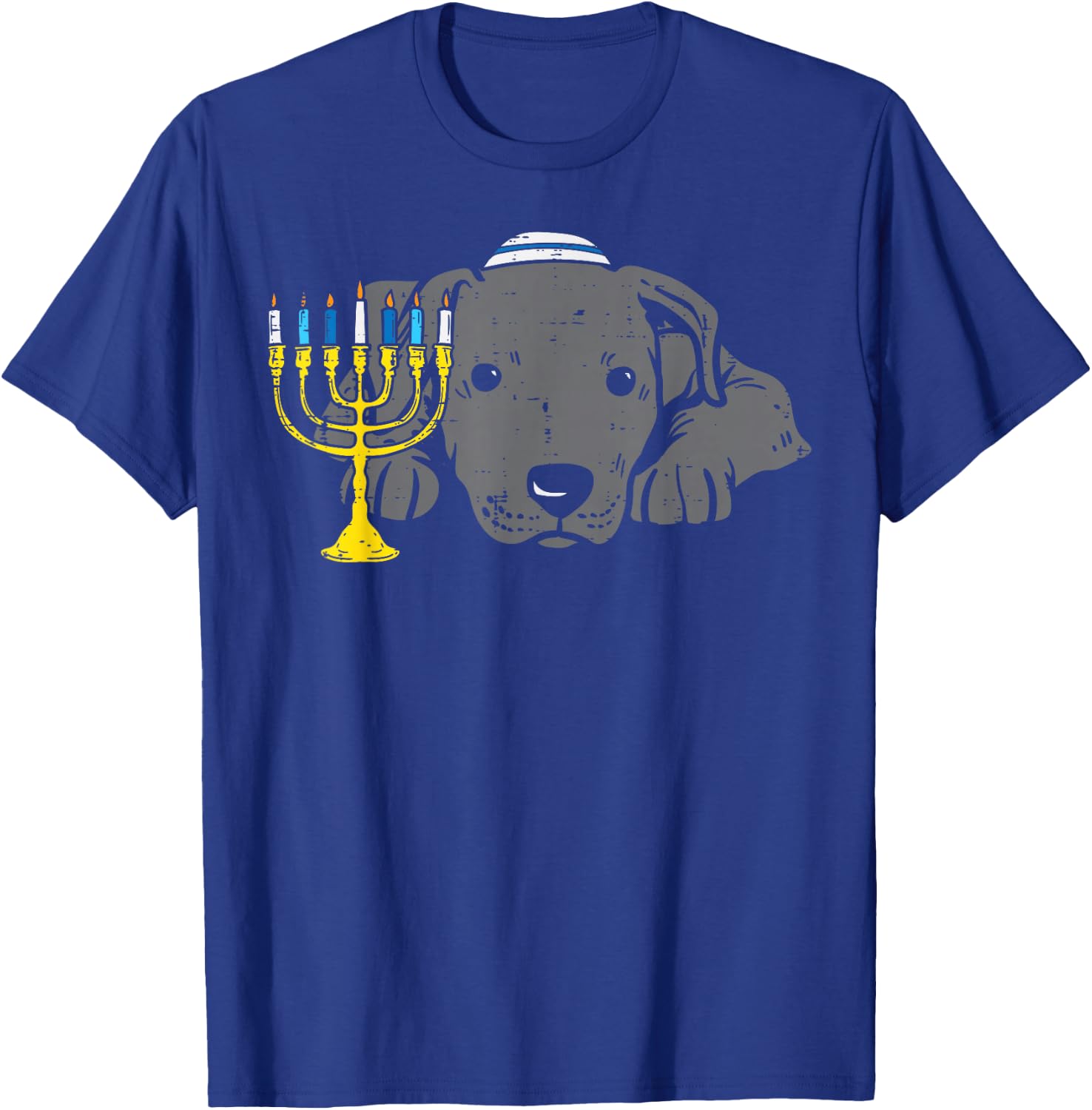 Jewish Pitbull Dog Menorah Hanukkah Pajamas Chanukah PJs T-Shirt - T-Shirt | Royal
