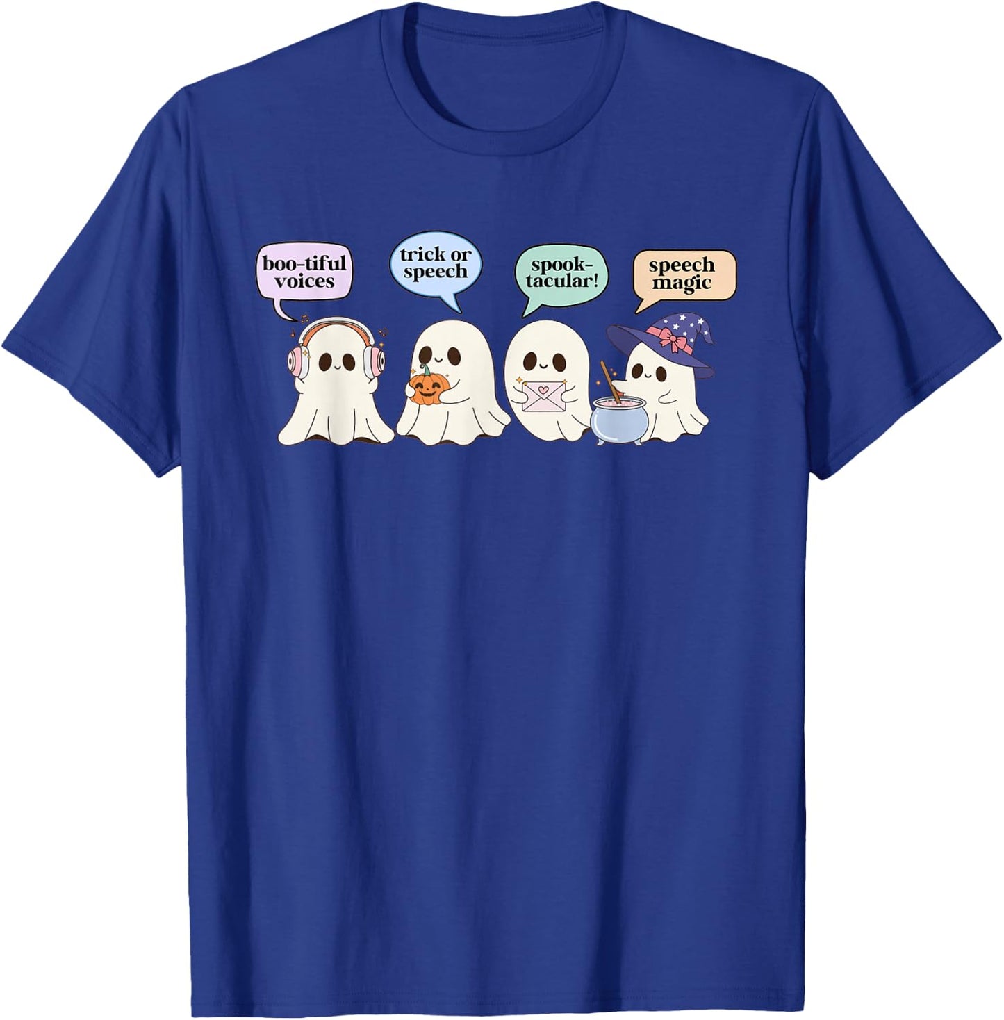Halloween Speech Therapy SLP Ghost Speech Language Pathology T-Shirt - T-Shirt | Royal