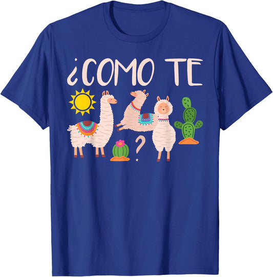 Como Te Llamas Spanish Woman Teachers Novelty T-Shirt - T-Shirt | Royal