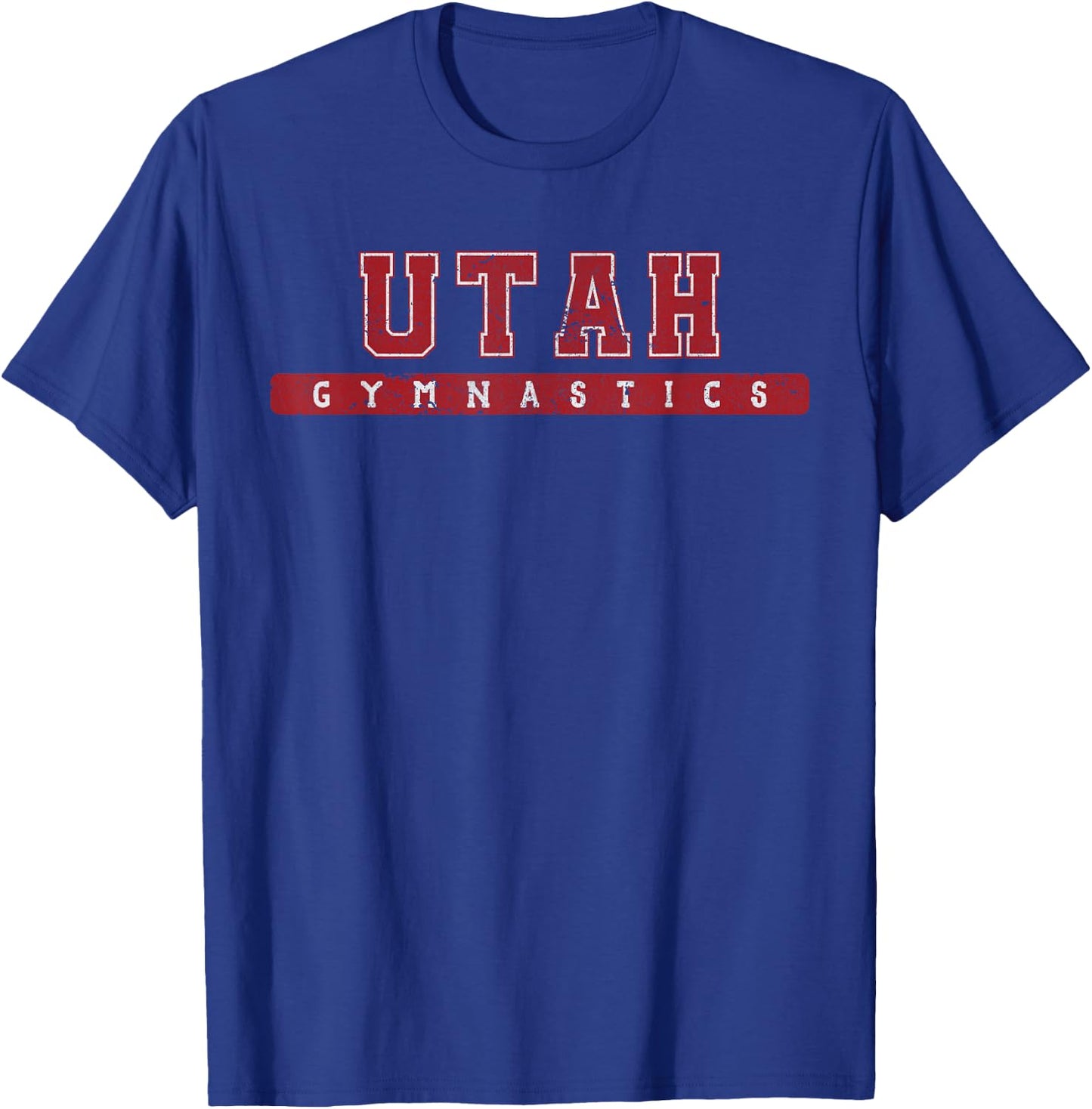 Utah Gymnastics Red Vintage Text T-Shirt - T-Shirt | Royal