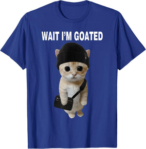 Wait I'm Goated Cat T-Shirt - T-Shirt | Royal
