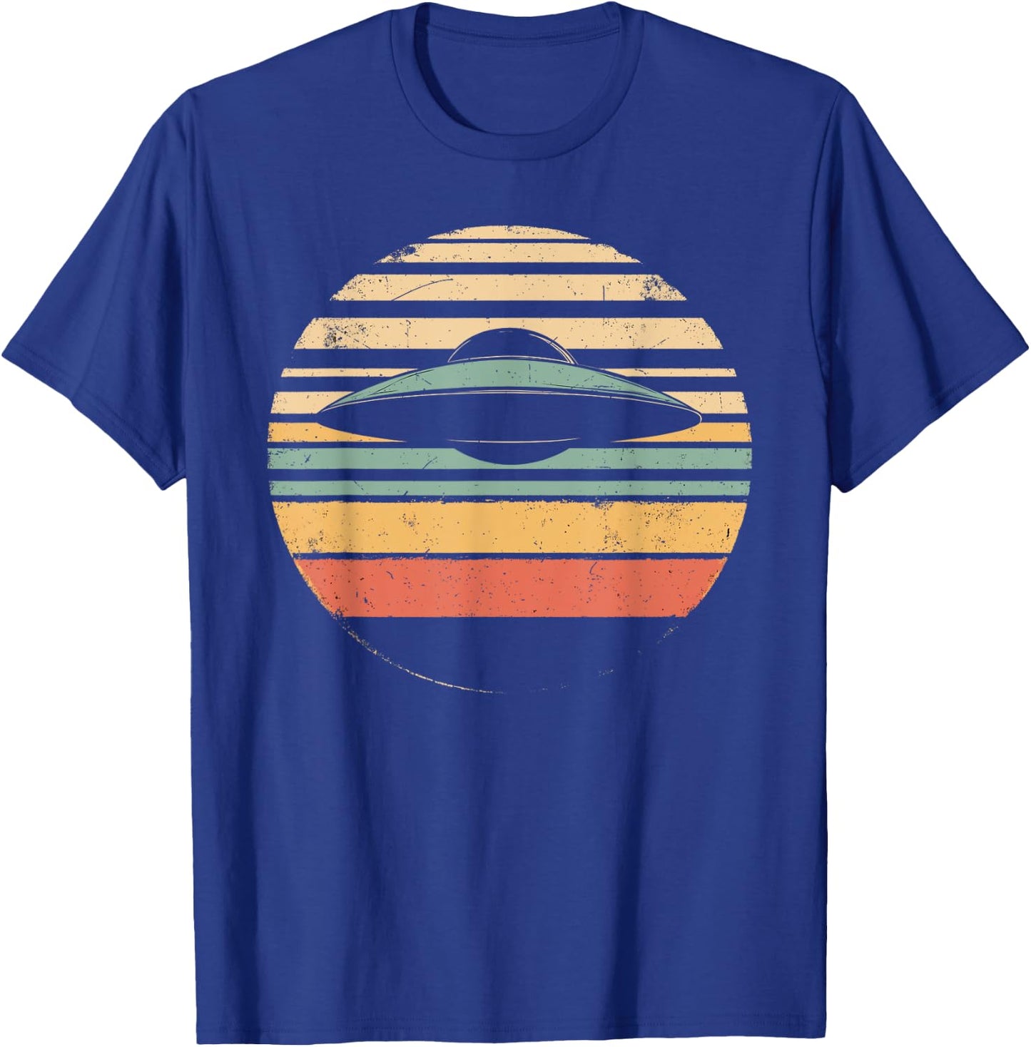 Vintage Retro Style Sunset Alien UFO Lovers Space Ship Funny T-Shirt - T-Shirt | Royal