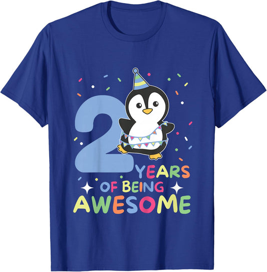 Penguin For The 2nd Birthday For Children Two Years Old T-Shirt - T-Shirt | Royal