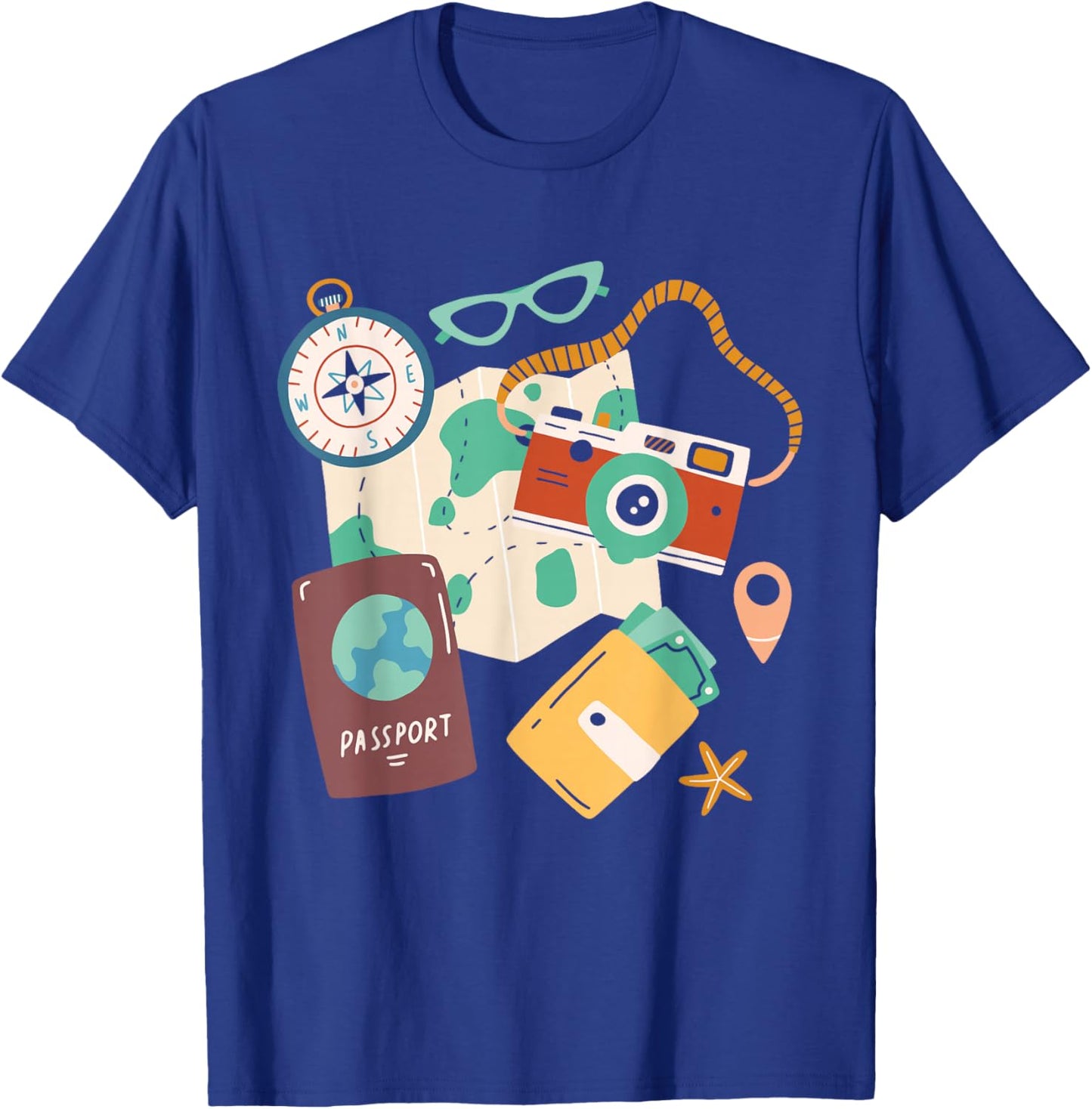 Tourist Holiday Costume Camera Passport Travel Holiday , black T-Shirt - T-Shirt | Royal
