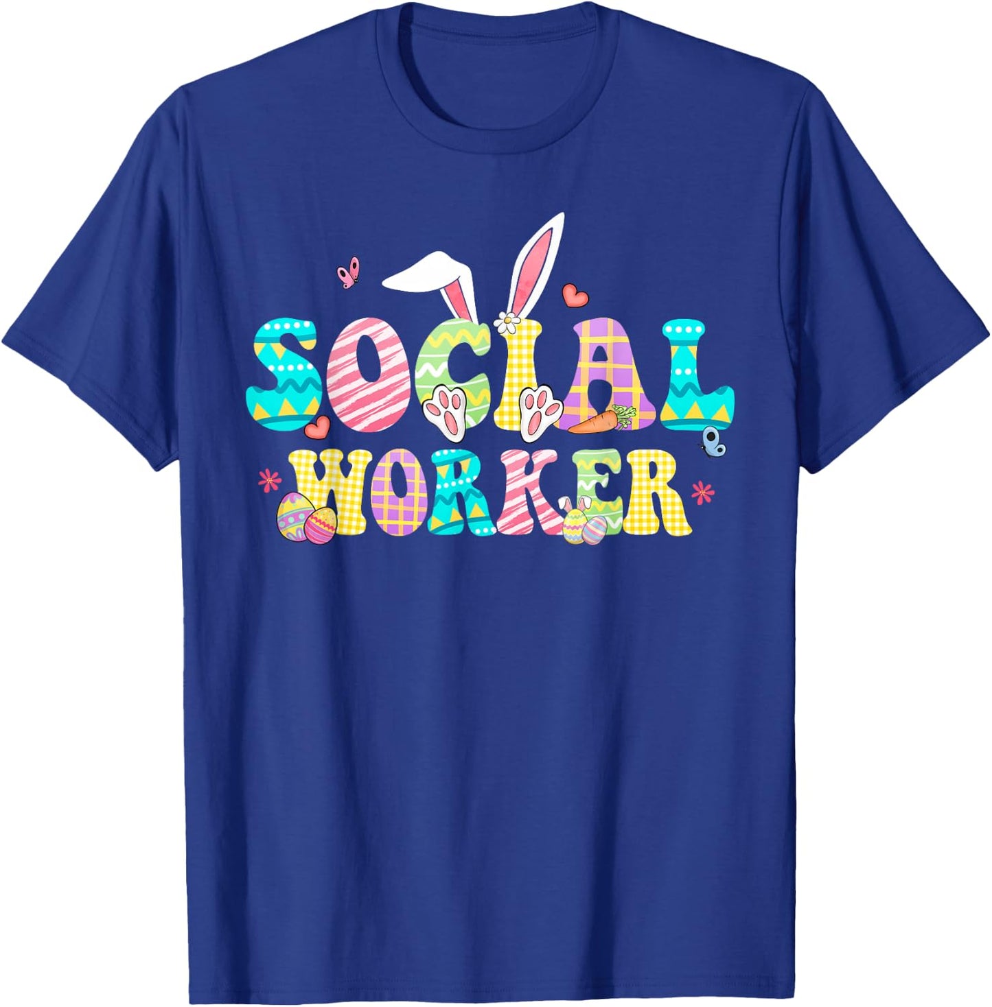 School Social Worker Happy Easter Bunny Eggs Rabbit T-Shirt - T-Shirt | Royal
