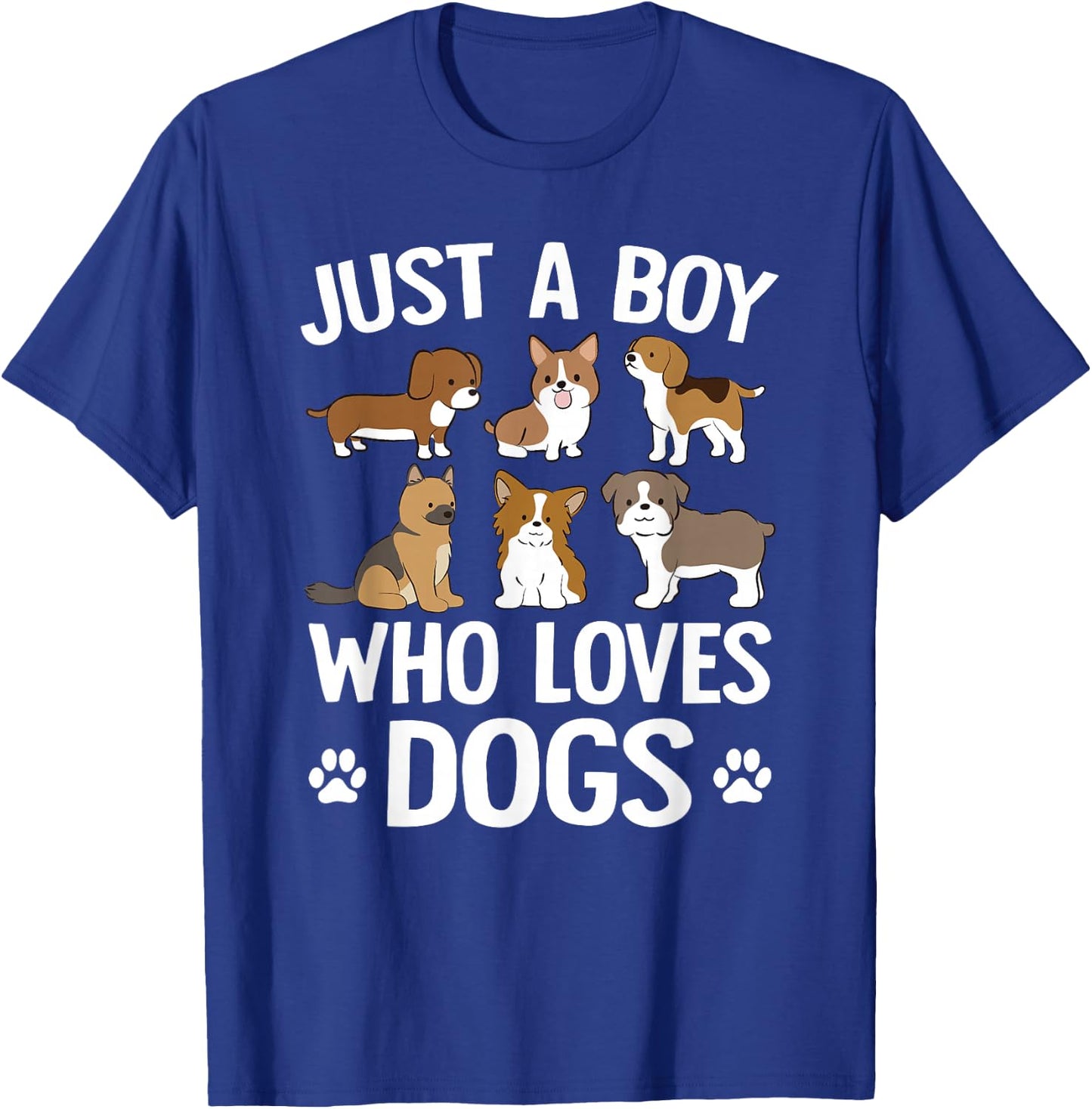 Just A Boy Who Loves Dogs Boys Toddler Puppy Dog Lover T-Shirt - T-Shirt | Royal