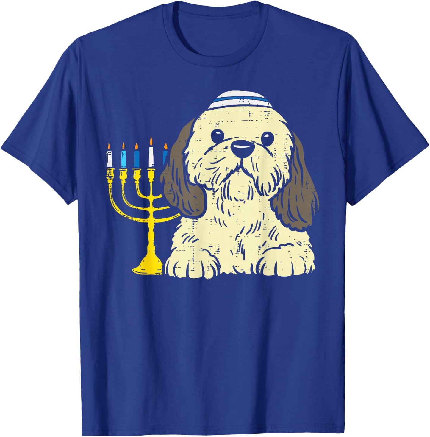 Jewish Shih Tzu Dog Menorah Hanukkah Pajamas Chanukah PJs T-Shirt - T-Shirt | Royal