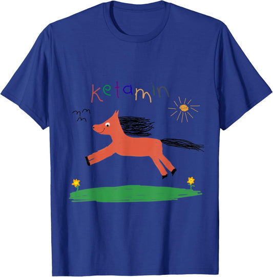 Funny Ketamine Vintage Art Graphic Unicorn T-Shirt - T-Shirt | Royal