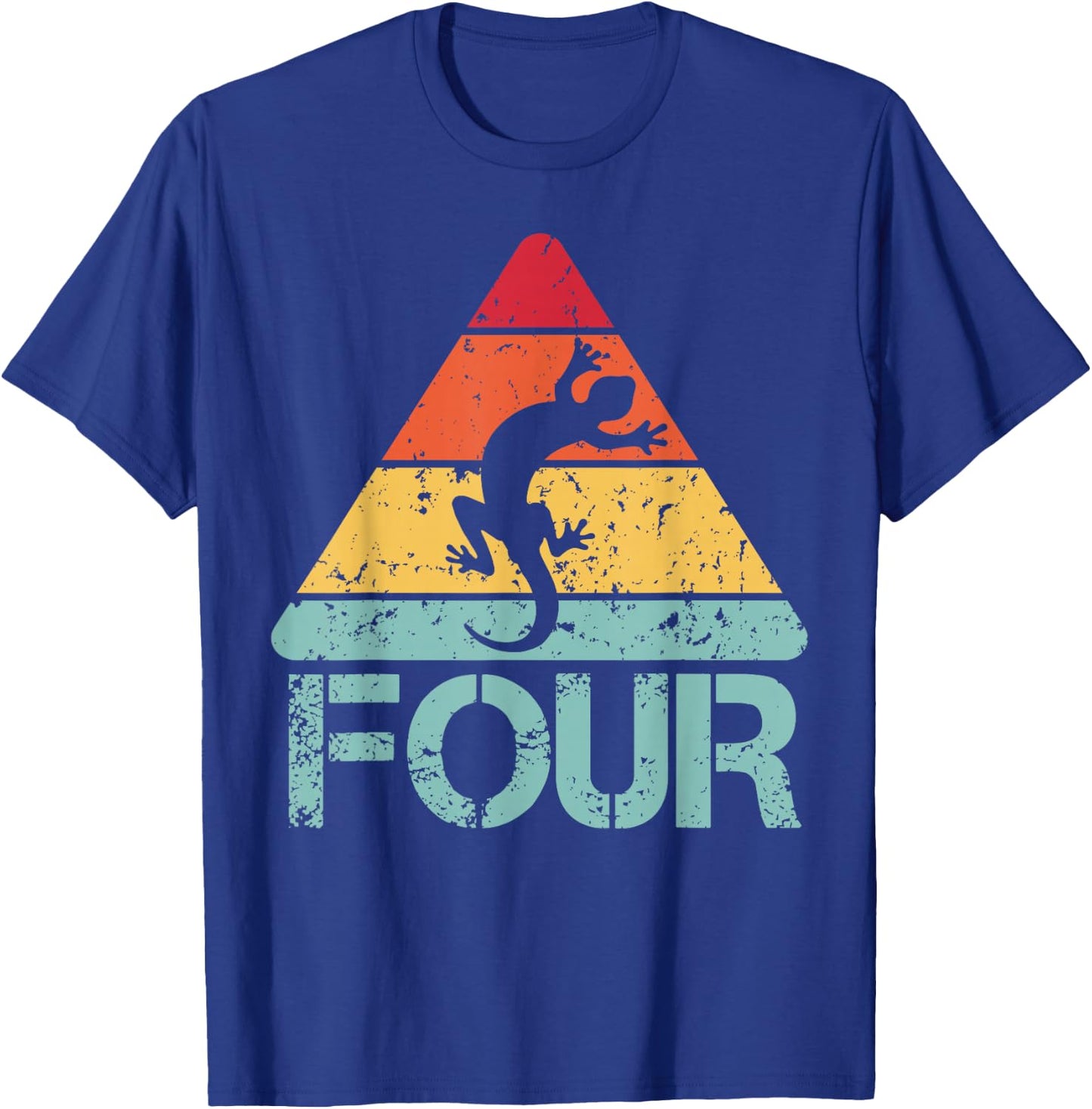 Four Birthday Lizard 4th 4 Year Old Reptile Birthday T-Shirt - T-Shirt | Royal