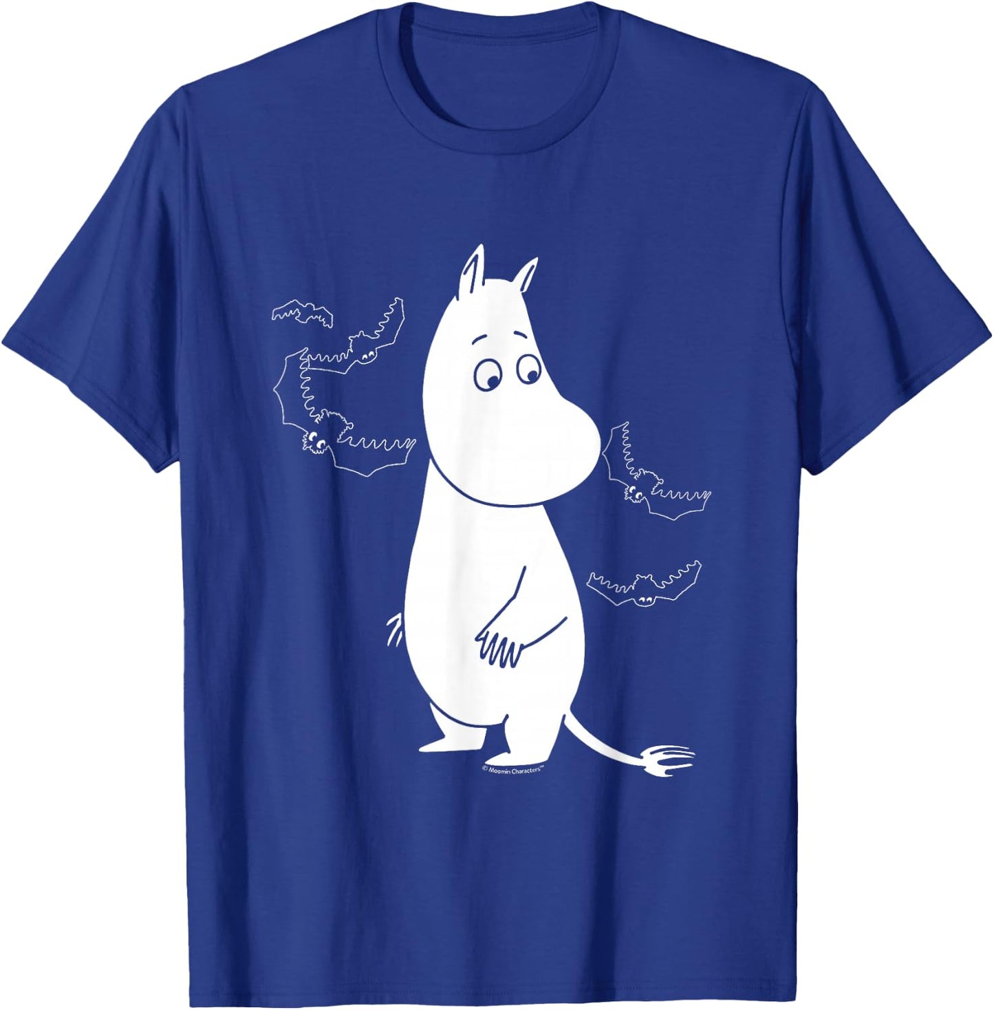 Moomin Moomintroll Surrounded by Scary Bats , Black, S T-Shirt - T-Shirt | Royal
