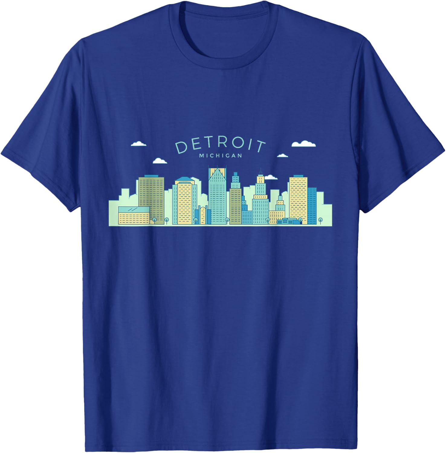 Detroit Skyline Michigan Pride Motor City Vintage Detroit T-Shirt - T-Shirt | Royal
