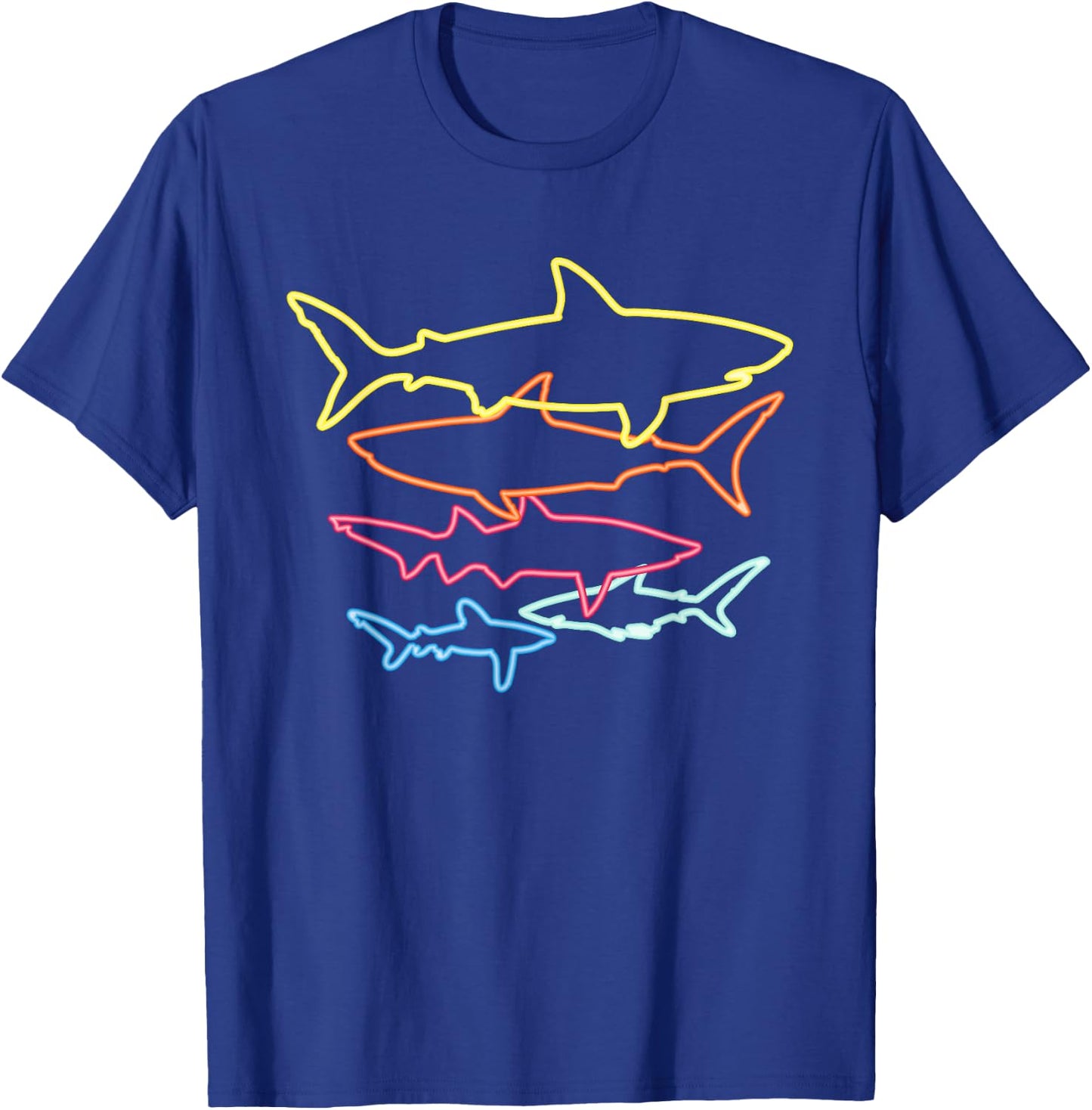 Retro 80s Shark Clothes Sharks Party Kids Women Men Shark T-Shirt - T-Shirt | Royal