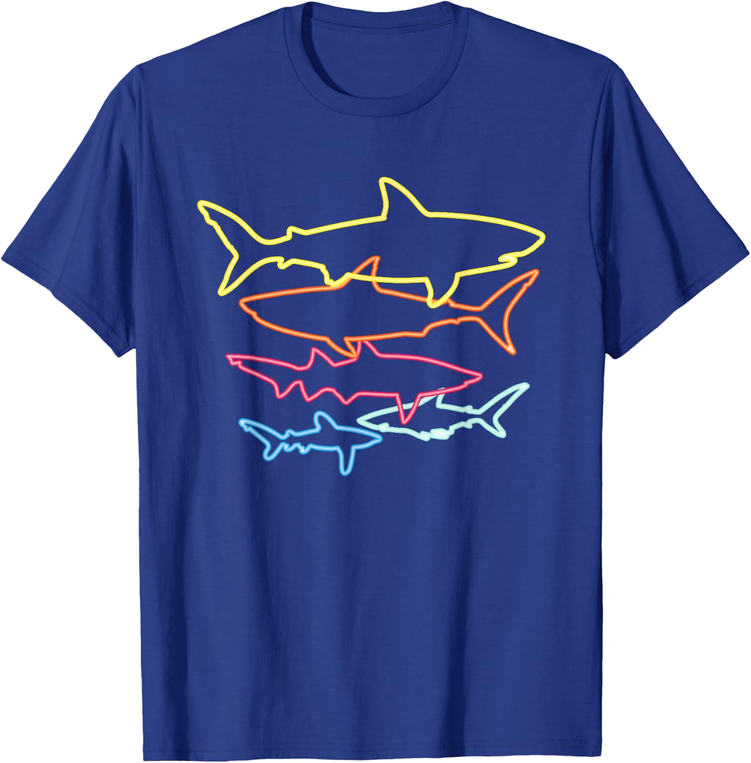 Retro 80s Shark Clothes Sharks Party Kids Women Men Shark T-Shirt - T-Shirt | Royal