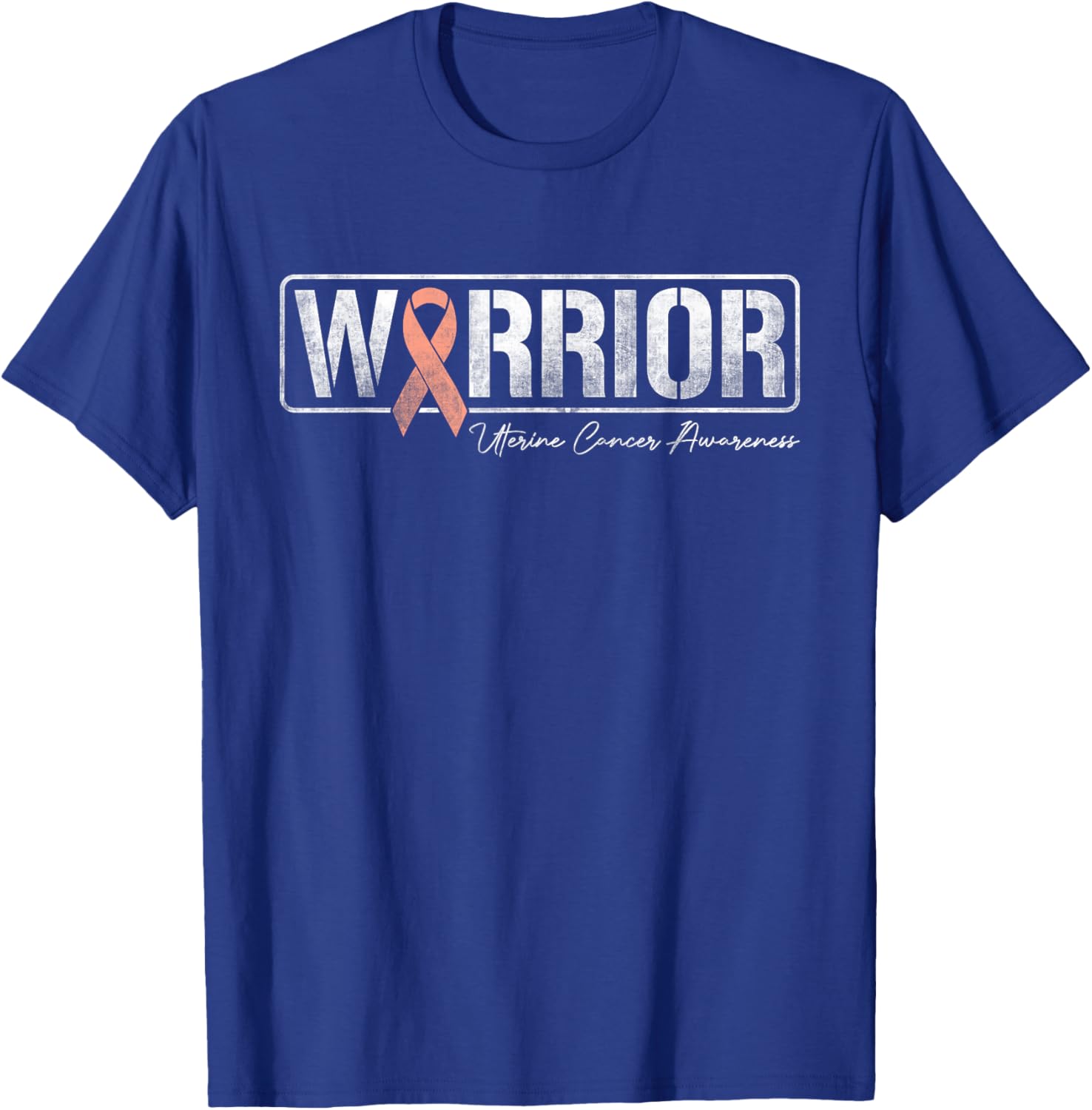 Uterine Cancer Warrior Uterine Cancer Awareness Peach Ribbon T-Shirt - T-Shirt | Royal