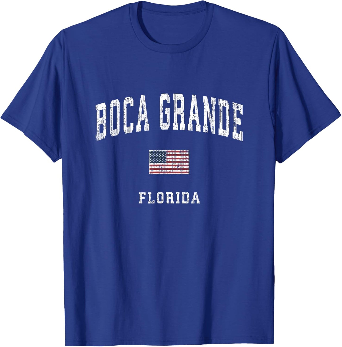 Boca Grande Florida FL Vintage American Flag Sports Design T-Shirt - T-Shirt | Royal
