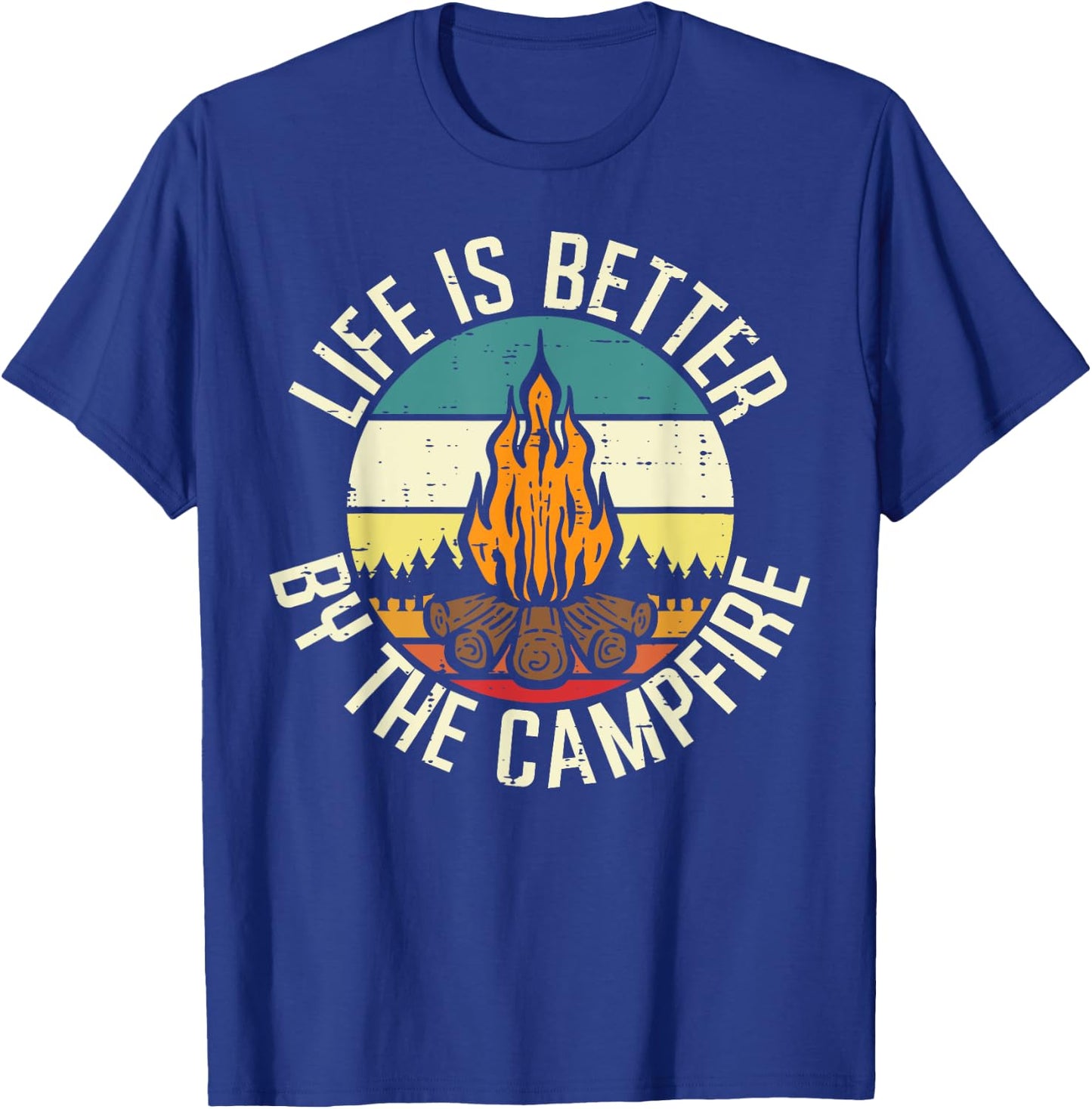 Life Is Better By The Campfire Retro Camper Men Women Kids T-Shirt - T-Shirt | Royal