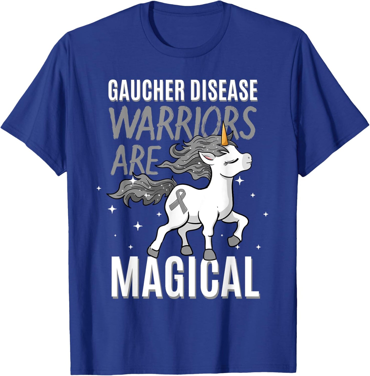 Gaucher Disease Warrior Unicorn Awareness Ribbon Supporter T-Shirt - T-Shirt | Royal