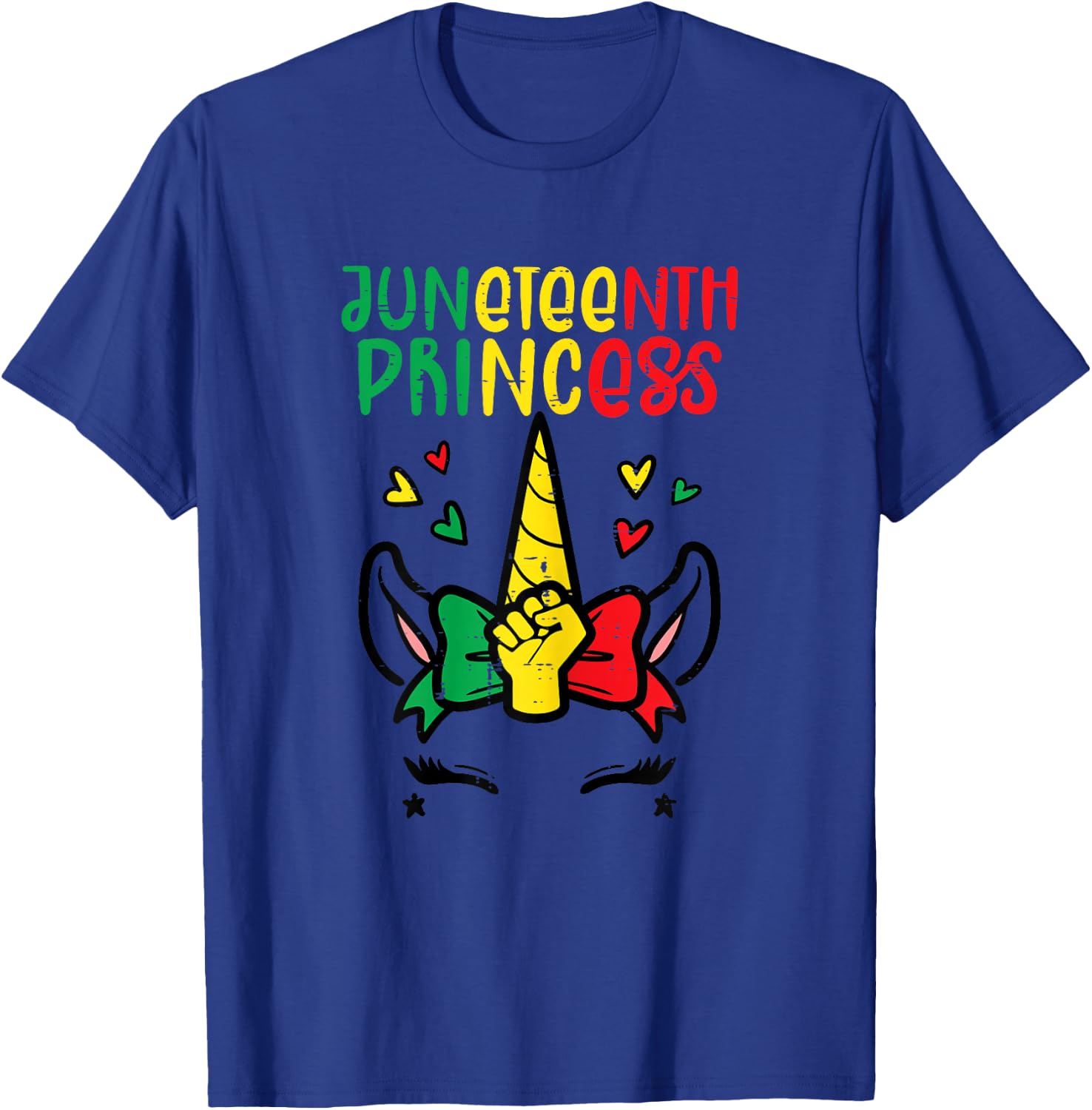 Juneteenth Princess Unicorn Face African Toddler Girls Kids T-Shirt - T-Shirt | Royal