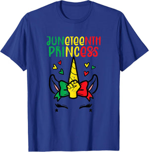 Juneteenth Princess Unicorn Face African Toddler Girls Kids T-Shirt - T-Shirt | Royal