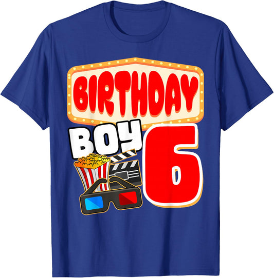 Movie Party 6th Birthday Boy Cinema Film Theater Director T-Shirt - T-Shirt | Royal
