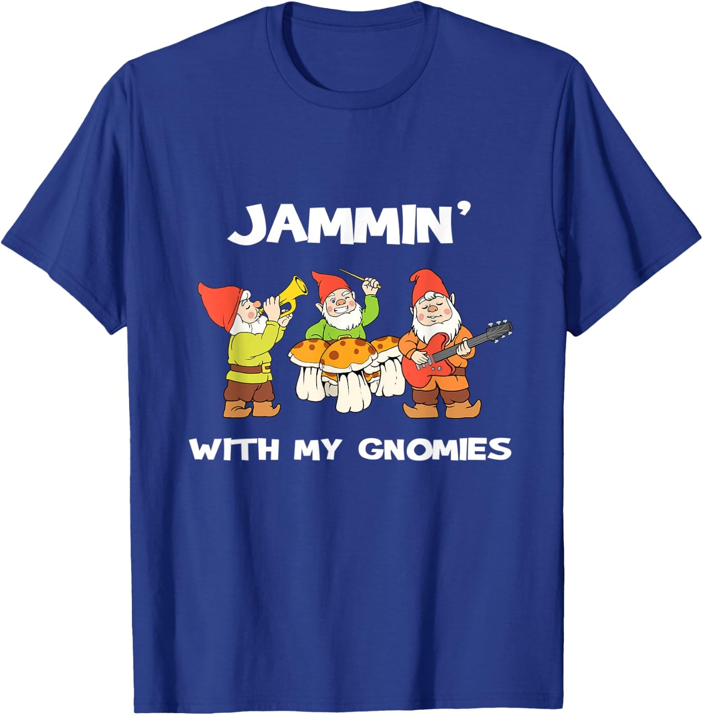 Yard Gnome Gift Jammin With My Gnomies Garden Gnome Gift T-Shirt - T-Shirt | Royal