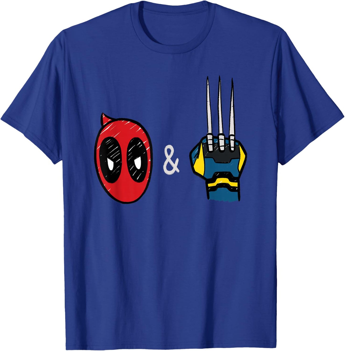 Marvel Studios Deadpool & Wolverine Mask & Claw Emoji Icons T-Shirt - T-Shirt | Royal