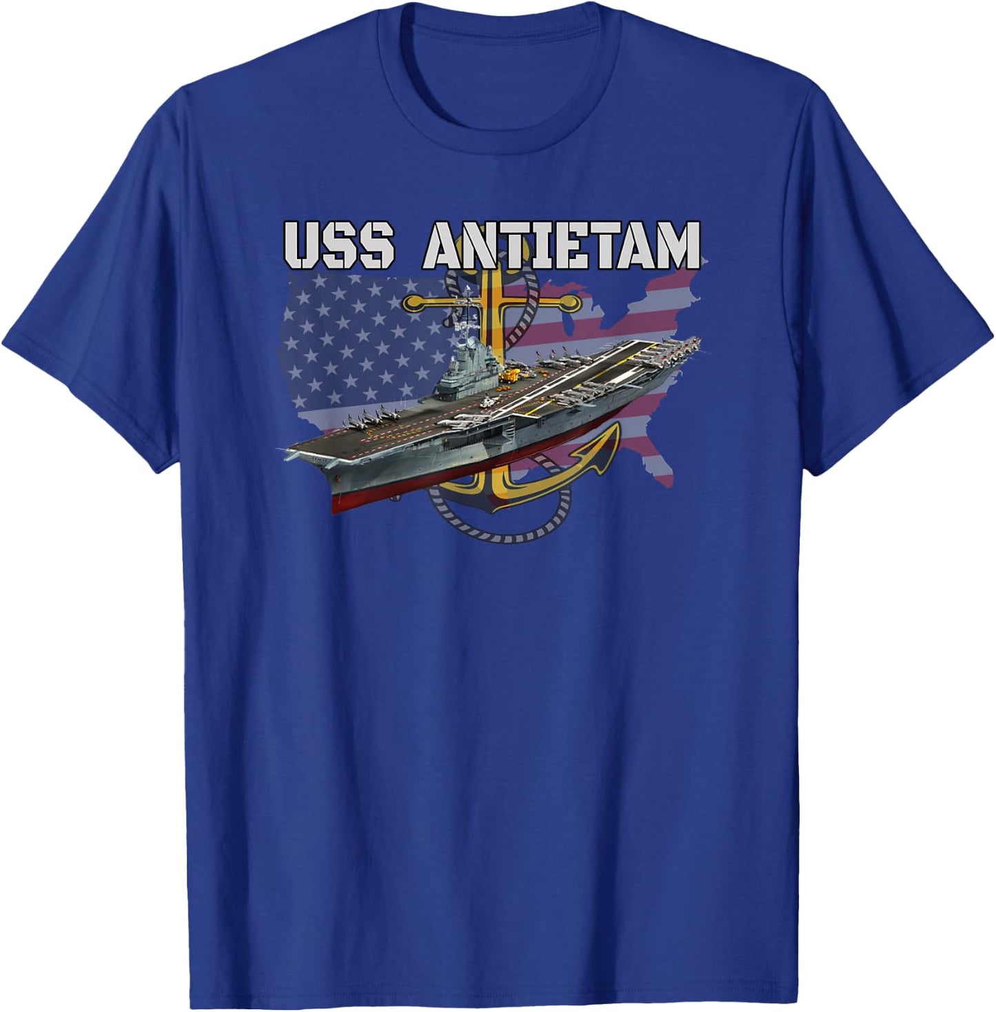 Aircraft Carrier USS Antietam CV-36 CVA-36 CVS-36 Veterans T-Shirt - T-Shirt | Royal