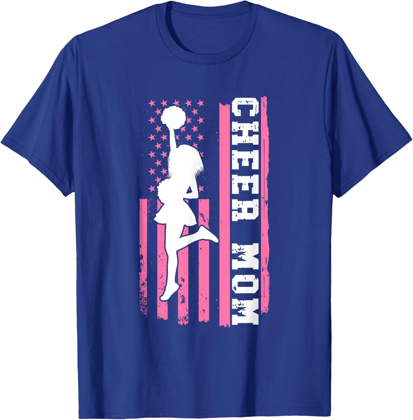 Cheer Mom American Flag Cheerleading Cheerleader Mom T-Shirt - T-Shirt | Royal