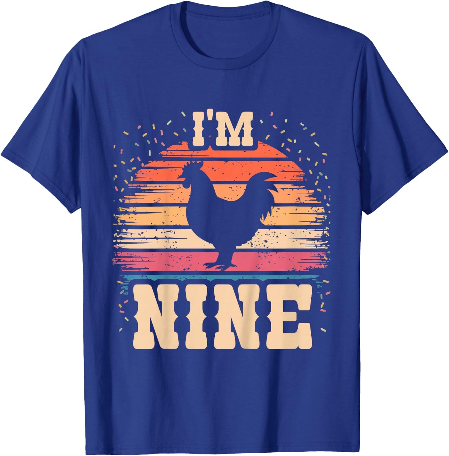 Chicken 9 Year Old Birthday Boy Girl 9th Chicken Birthday T-Shirt - T-Shirt | Royal