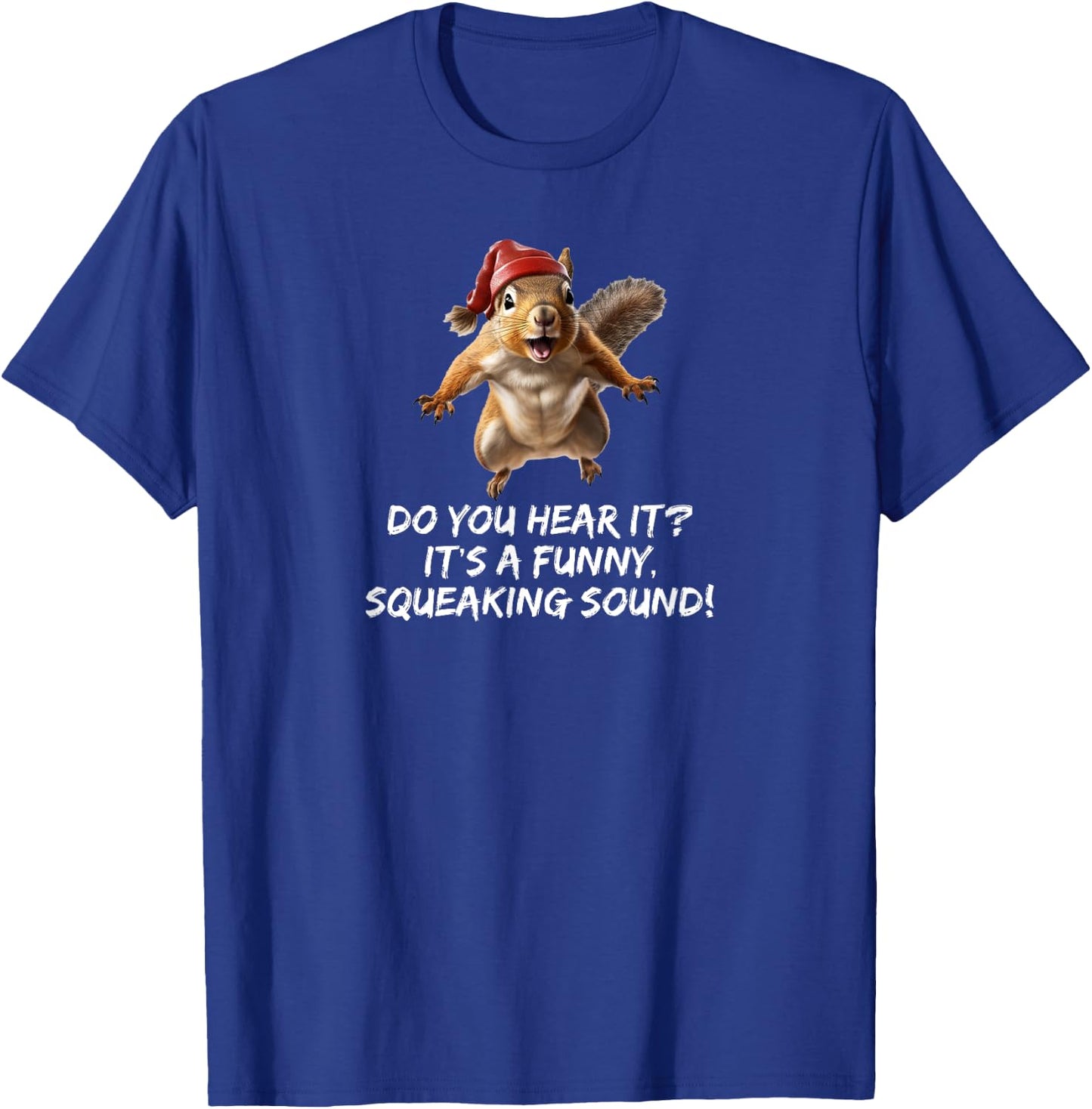 Funny Christmas Squirrel Santa Hat Exterior Illumination T-Shirt - T-Shirt | Royal
