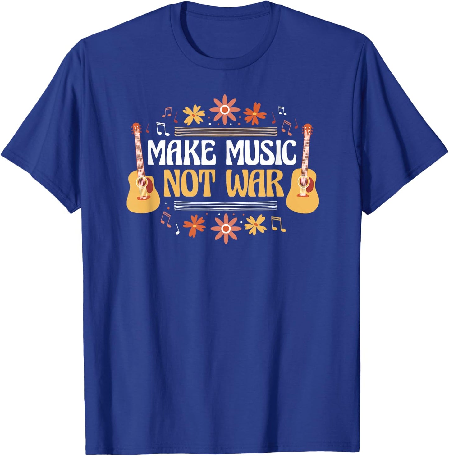 Music - Guitar - Make Music Not War , black T-Shirt - T-Shirt | Royal
