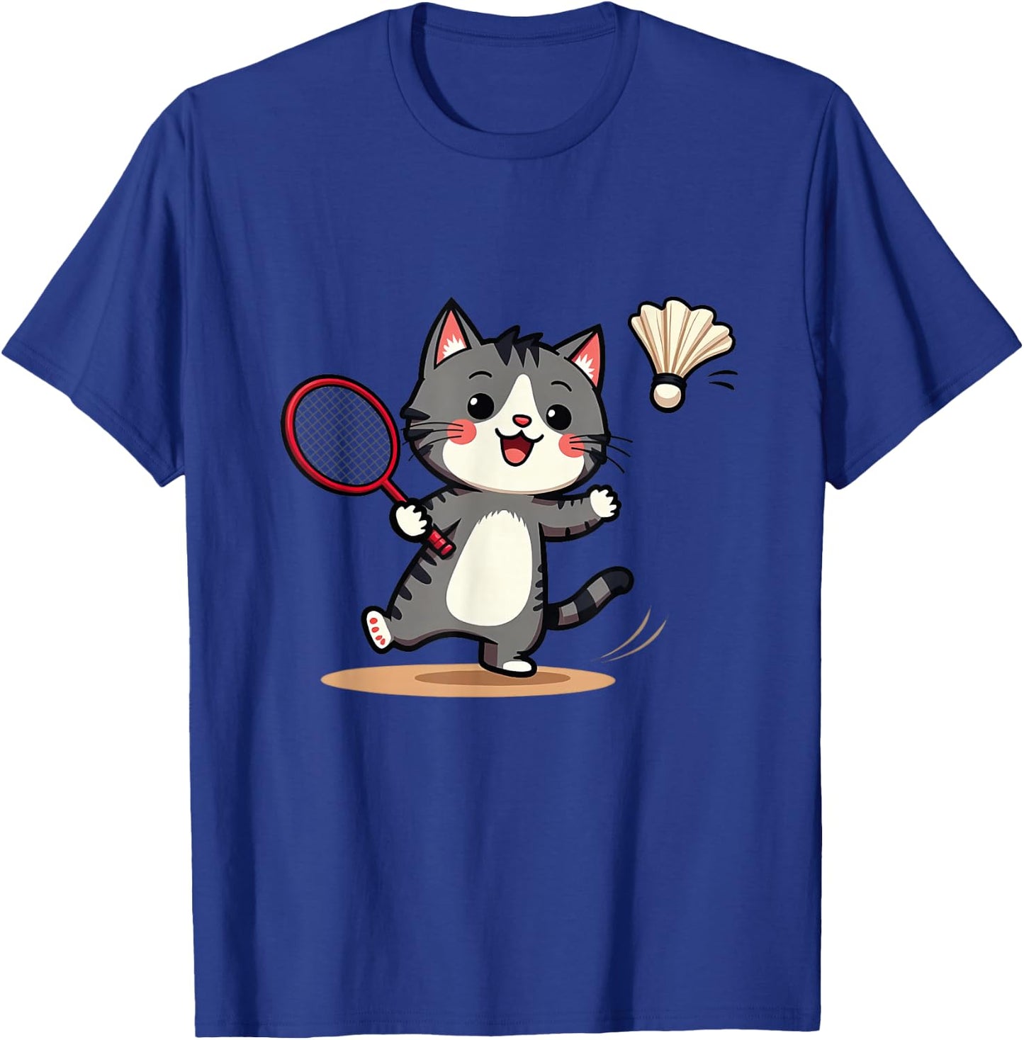 Funny Badminton Cute Cat Racket Flying , Black, S T-Shirt - T-Shirt | Royal