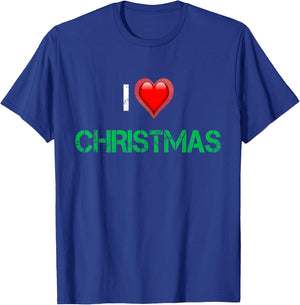 I Love Vintage Christmas Shirts - Red Heart Christmas Shirt - Adults/Kids - Short Sleeve - Medium - Red T-Shirt - T-Shirt | Royal