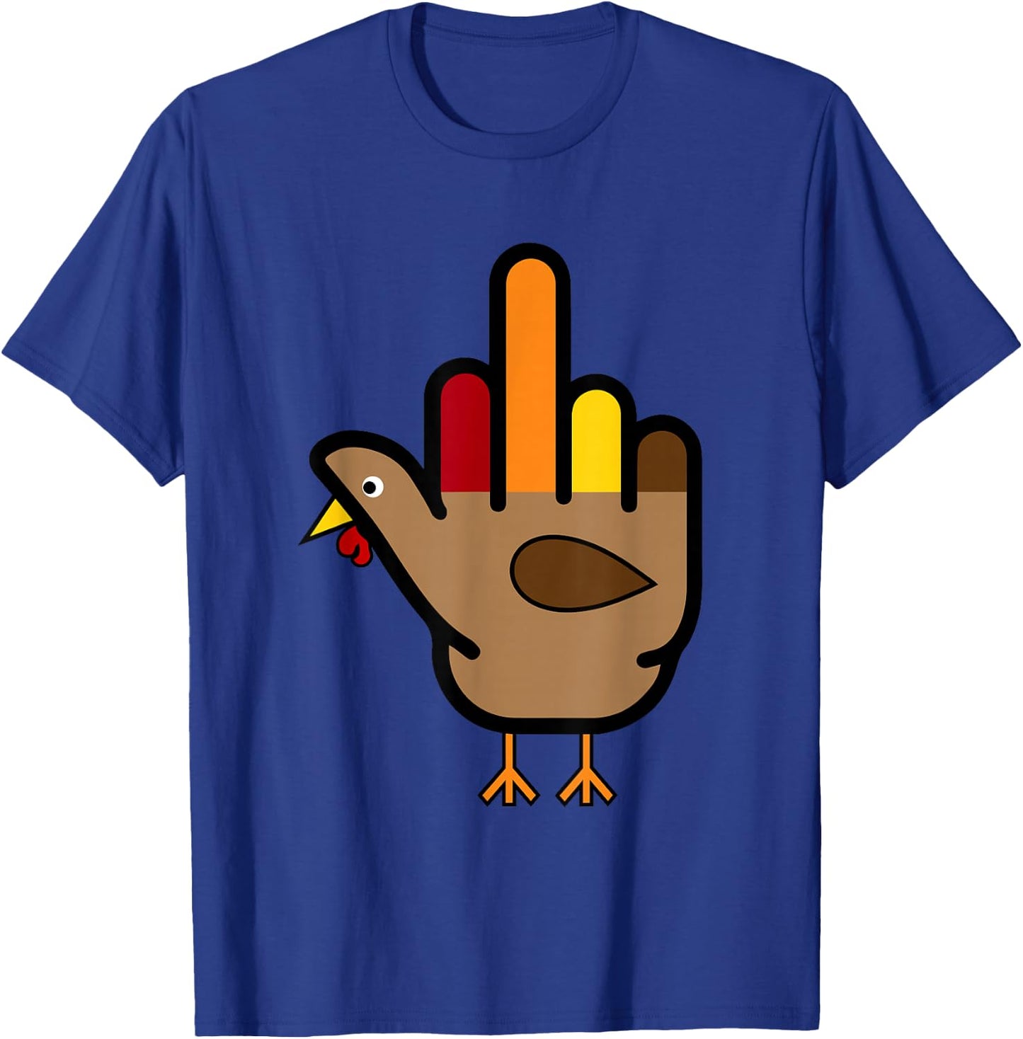Hand Turkey Middle Finger Funny Adult Thanksgiving holiday T-Shirt - T-Shirt | Royal