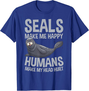 Seals Make Me Happy Humans Make My Head Hurt Kids T-Shirt - T-Shirt | Royal