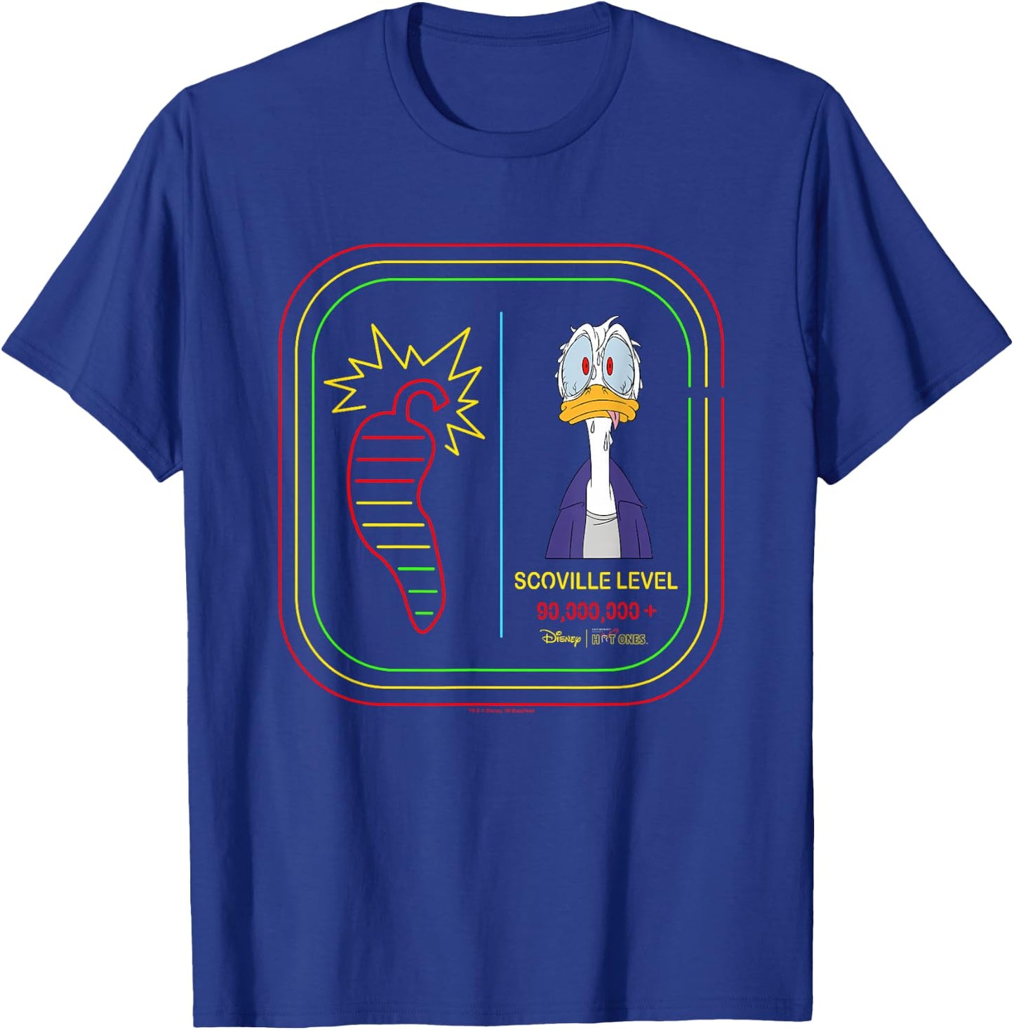 Disney Hot Ones Donald Duck Scoville Level 90000000 Retro T-Shirt - T-Shirt | Royal