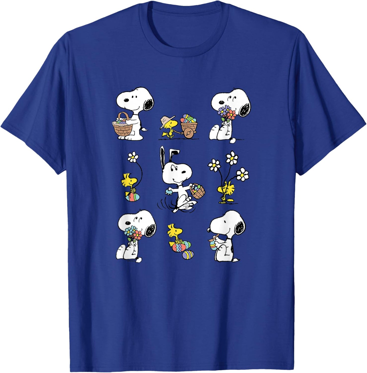 Peanuts Snoopy Woodstock Easter Spring Pattern , gray T-Shirt - T-Shirt | Royal