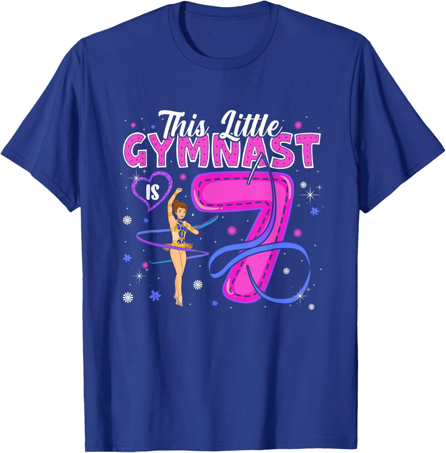 Kids 7 Year Old Gymnast 7th Birthday Tumbling Gymnastics T-Shirt - T-Shirt | Royal
