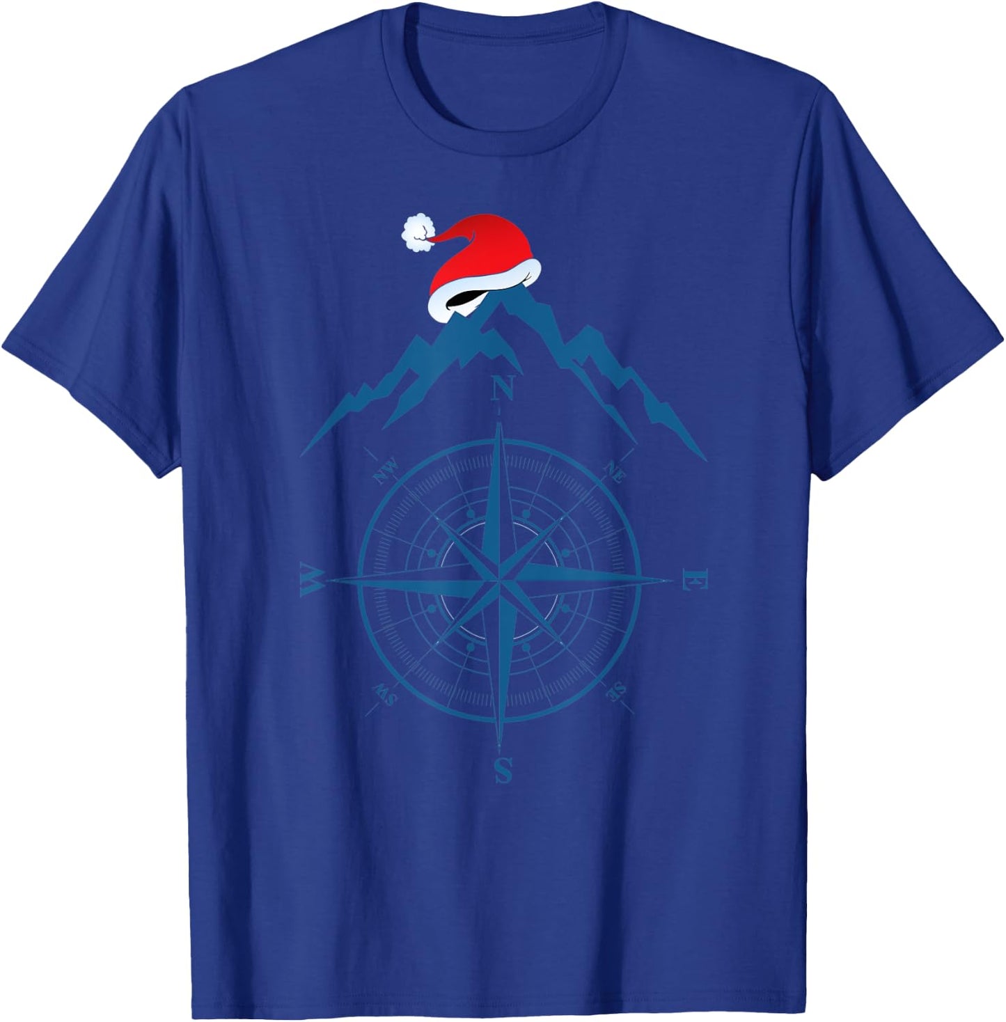 Christmas Mountain Santa Hat for Climbers Hikers Mountaineer T-Shirt - T-Shirt | Royal