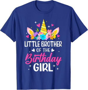 Little Brother Of The Birthday Girl Unicorn Bday Family T-Shirt - T-Shirt | Royal