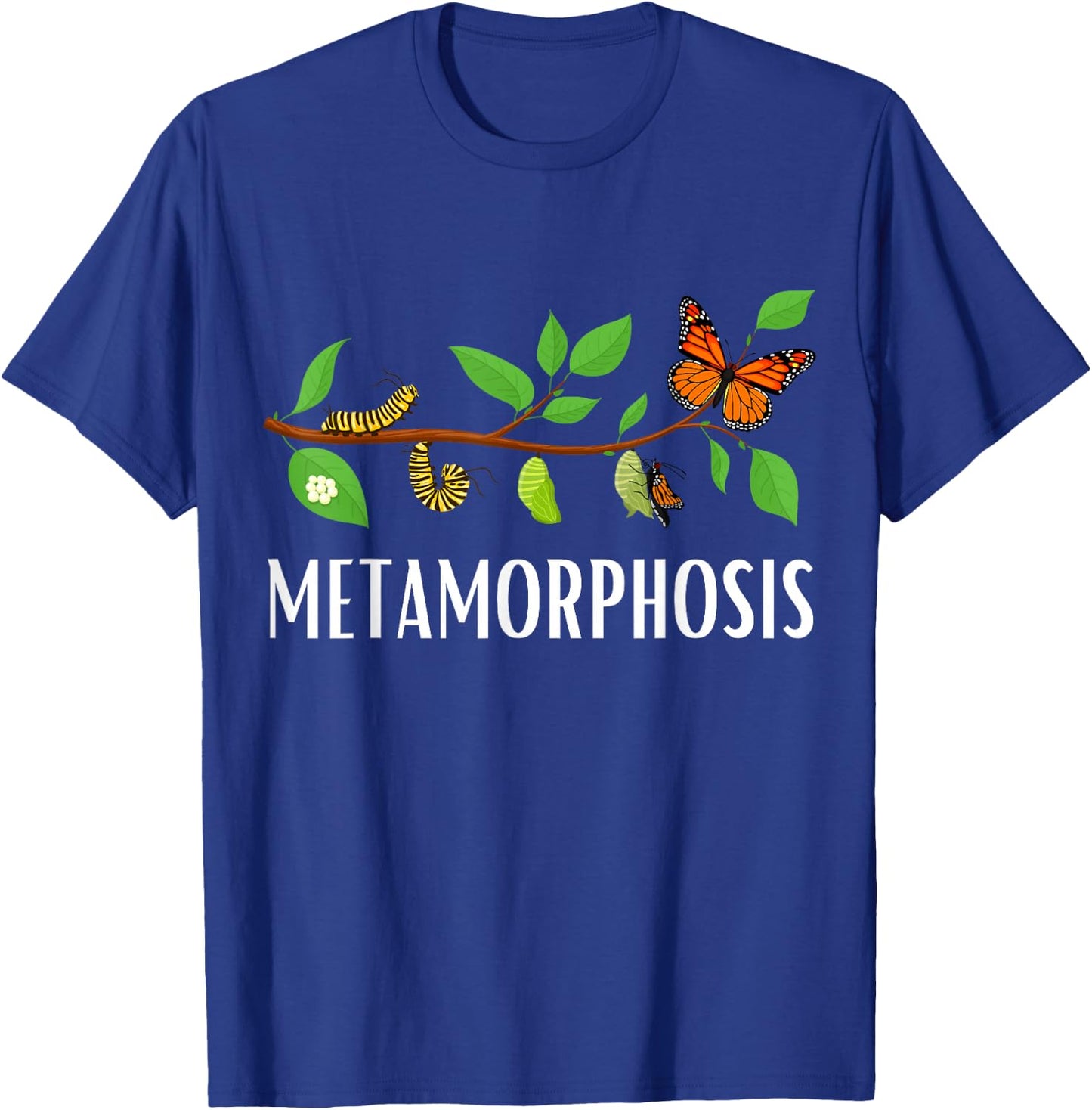Funny Caterpillar Lifecycle Metamorphosis Monarch Butterfly T-Shirt - T-Shirt | Royal