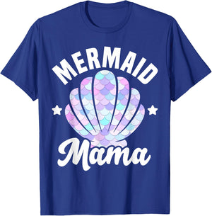 Mermaid Mama Seashell Matching Mermaid Squad Birthday Party T-Shirt - T-Shirt | Royal