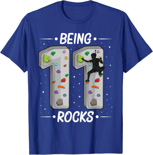 11 year old rock climbing 11th birthday Adventures Climber T-Shirt - T-Shirt | Royal