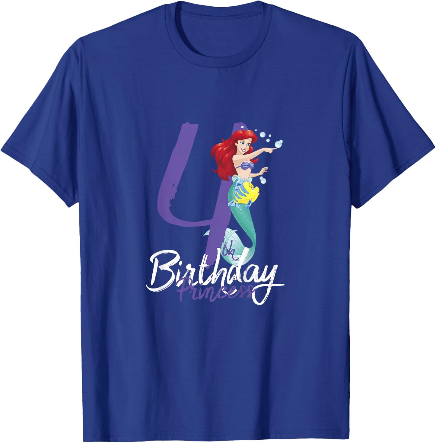 Kids Disney Princess Ariel The Little Mermaid 4th Birthday T-Shirt - T-Shirt | Royal